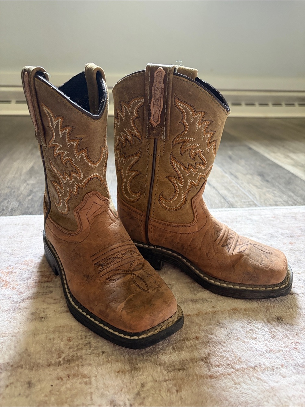 Old West Boys Two-Tone Brown Tan Western Cowboy Boots